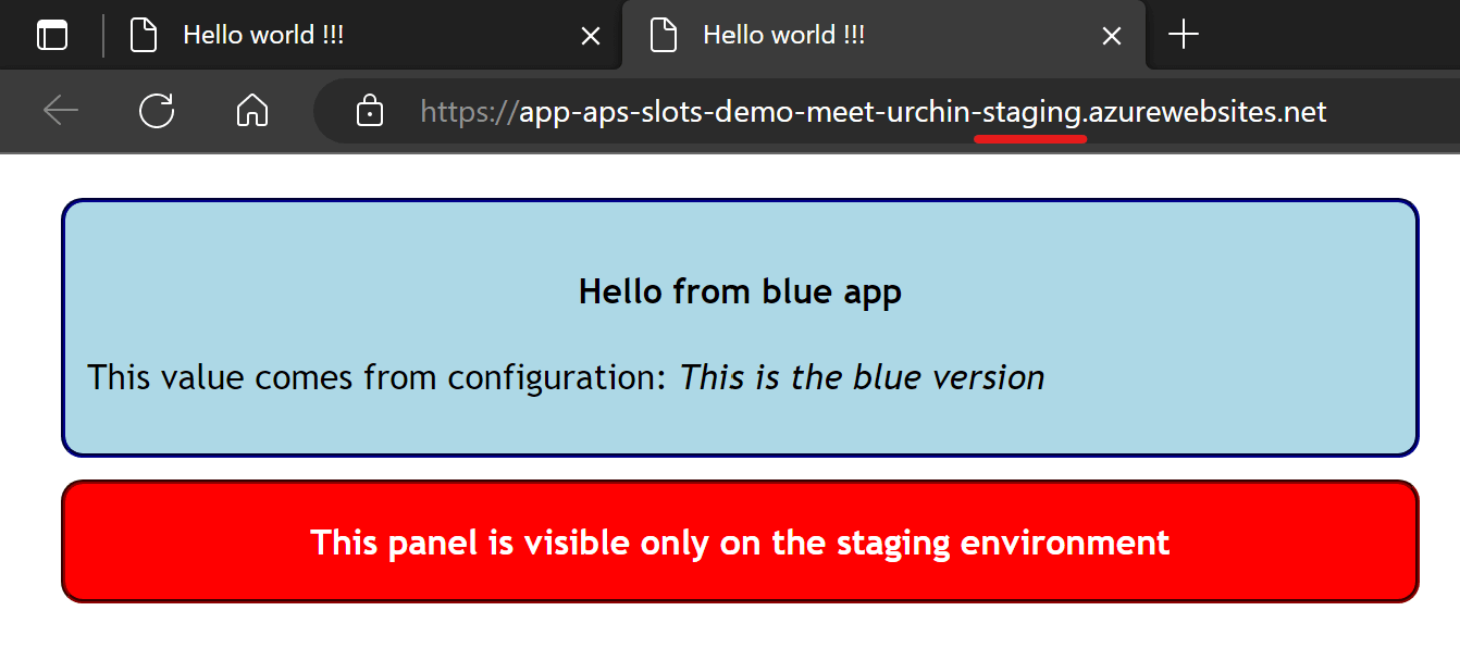 The blue app in staging